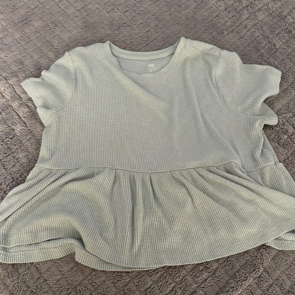 SO Women's Short Sleeve Peplum Top - Teal